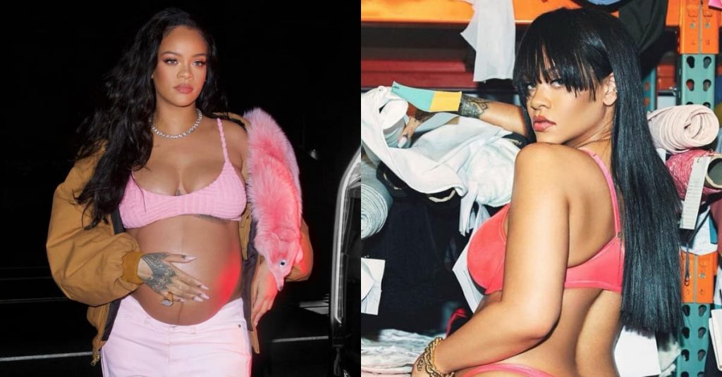 最赚钱孕妇!Rihanna挺6个月孕肚拍形象广告,蜜桃粉内衣、丁字裤性感入镜!-73极品番号网